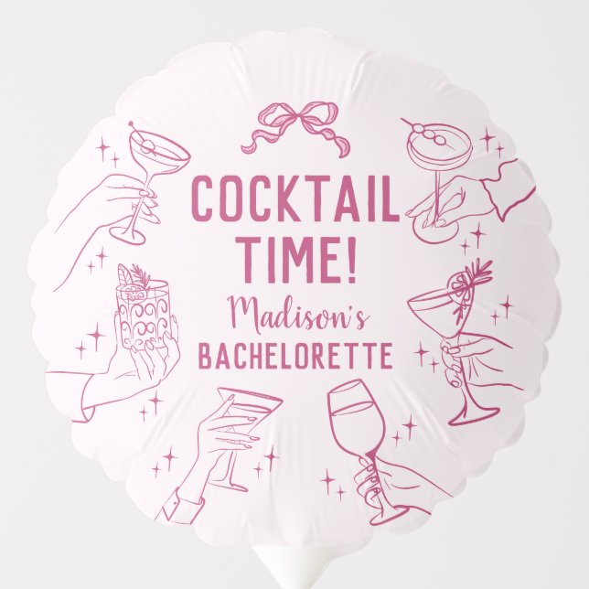 Pink Cocktail Party Bachelorette Party Balloon (Front)