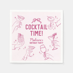 Pink Cocktail Party Retro Birthday Party Napkins