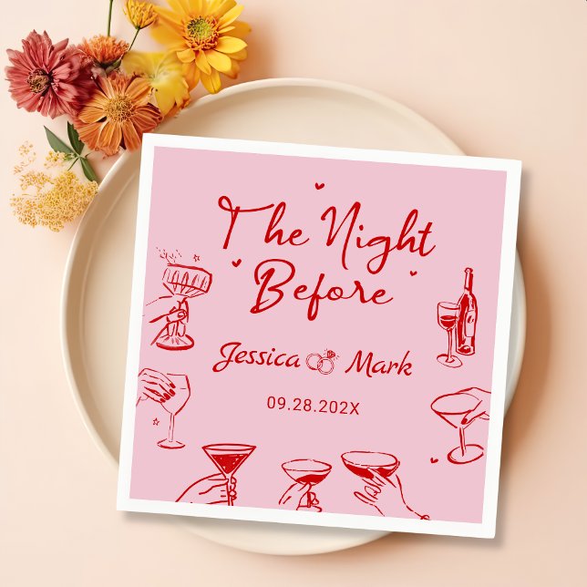 Pink Cocktail The Night Before Wedding Napkins (Creator Uploaded)