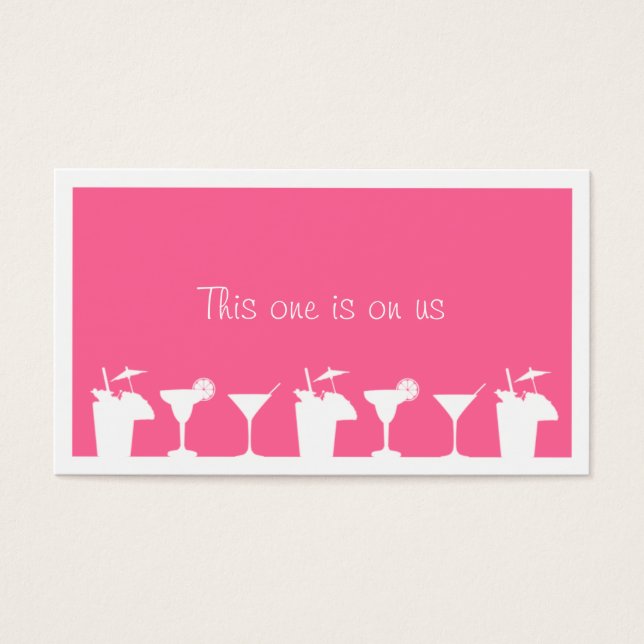 Pink cocktail wedding event custom drink ticket (Front)