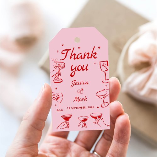 Pink Cocktail Wedding Thank You  Gift Tags