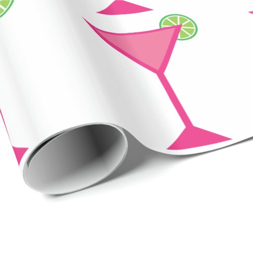 Pink Cocktail With Lime Wrapping Paper Zazzle
