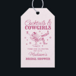 Pink Cocktails and Cowgirls Bridal Shower Favor Gift Tags<br><div class="desc">Get ready to celebrate your bride to be in true Nashville style with this Cocktails and Cowgirls Collection! Featuring a chic cowgirl lounging in a cocktail glass and playful pink accents, it’s giving Nashville Girls Night vibes. Grab your boots and your besties because this is going to be a party...</div>