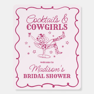 Pink Cocktails and Cowgirls Bridal Shower Welcome Foam Board