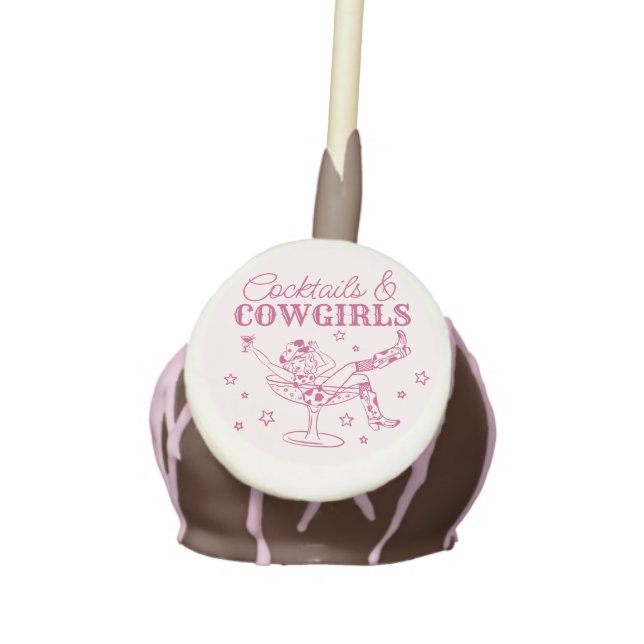 Pink Cocktails and Cowgirls Rodeo Bachelorette Cake Pops (Front)