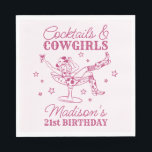 Pink Cocktails and Cowgirls Rodeo Birthday Napkins<br><div class="desc">Get ready to celebrate your birthday girl in true Nashville style with this Cocktails and Cowgirls Collection! Featuring a chic cowgirl lounging in a cocktail glass and playful pink accents, it’s giving Nashville Girls Night vibes. Grab your boots and your besties because this is going to be a party to...</div>
