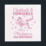Pink Cocktails and Cowgirls Rodeo Birthday Napkins<br><div class="desc">Get ready to celebrate your birthday girl in true Nashville style with this Cocktails and Cowgirls Collection! Featuring a chic cowgirl lounging in a cocktail glass and playful pink accents, it’s giving Nashville Girls Night vibes. Grab your boots and your besties because this is going to be a party to...</div>