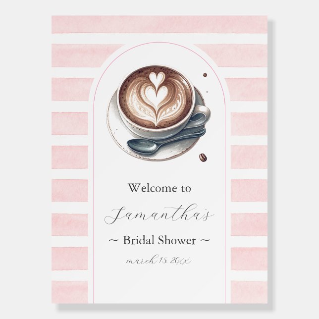 Pink Coffee Bridal Shower Decorative Signs (Front)