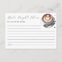 Pink Coffee Bridal Shower Theme Date Night Cards