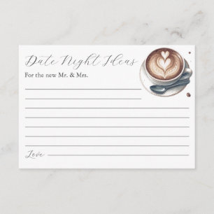 Pink Coffee Bridal Shower Theme Date Night Cards