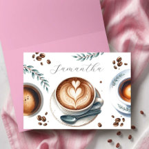 Pink Coffee Bridal Shower Theme Greeting Cards