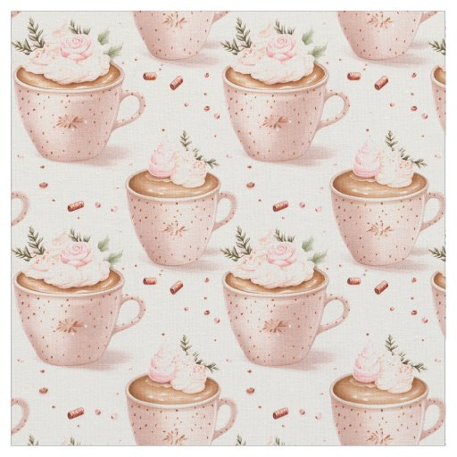 Pink Coffee Cups on White Fabric