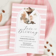 Pink Coffee Martini Bridal Shower Invitations