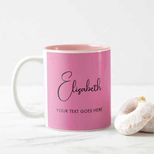 Pink Coffee Mugs Script Text Name Template