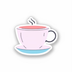 Pink Coffee Teacup Sticker