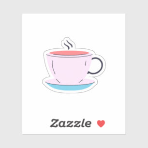 Pink Coffee Teacup Sticker