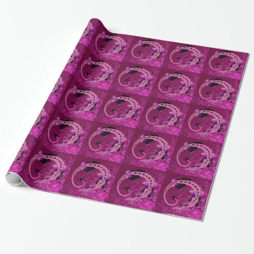 Pink Coiled Dragon Textured Wrapping Paper