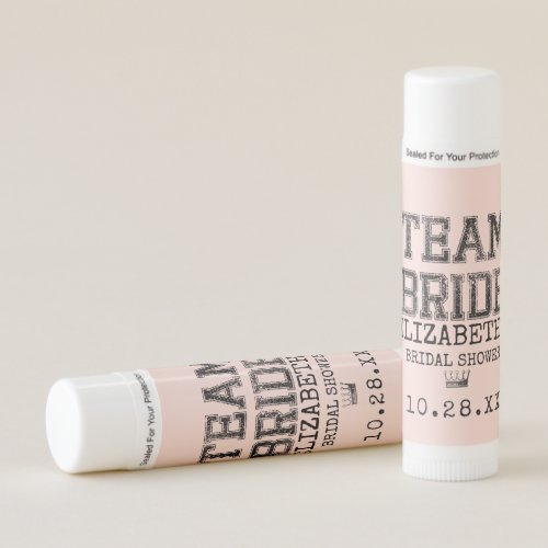 Pink Collegiate Team Bride Bridal Shower Lip Balm