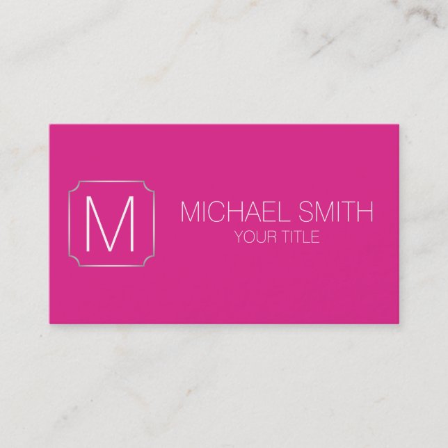 pink color background business card (Front)