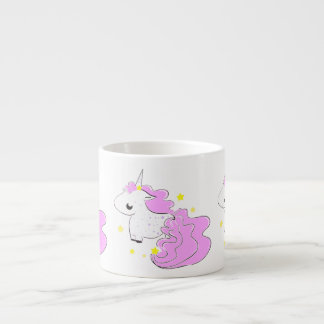 Pink color cartoon unicorns with stars baby mug