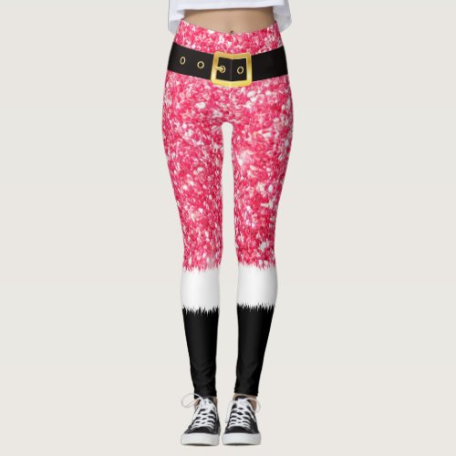 Pink Color Christmas Santa Claus Costumes Leggings