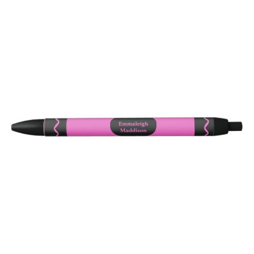 Pink Color Crayon Wrap Monogram Black Ink Pen