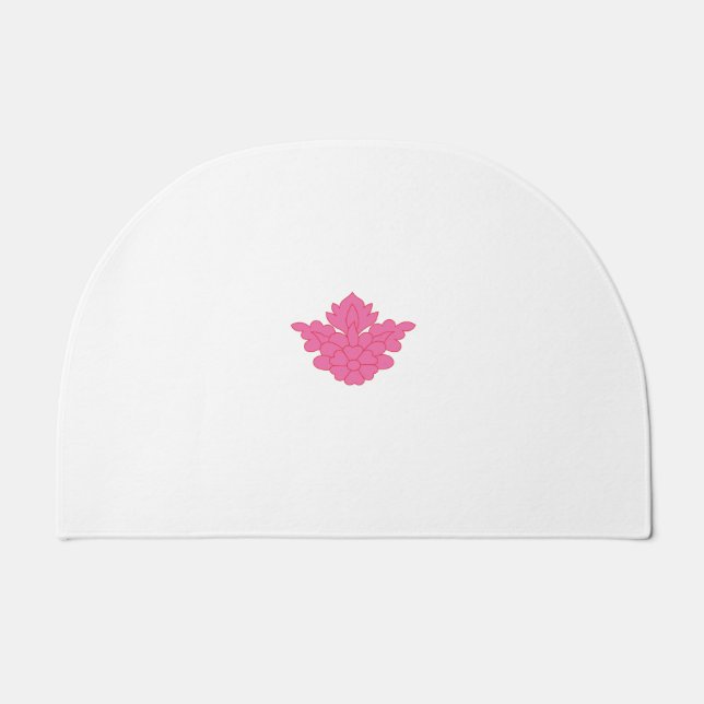 pink color illustration doormat (Front)