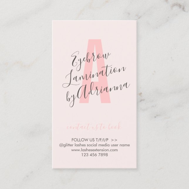 Pink Color Lamination Aftercare Advices Business Card (Front)