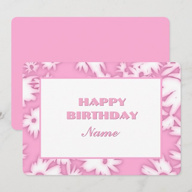 Pink Color Me Daisies Birthday Card (Front/Back)