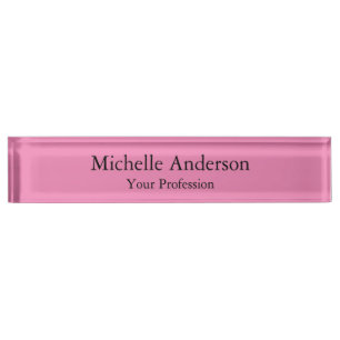 Pink Color Professional Modern Plain Desk Name Plate