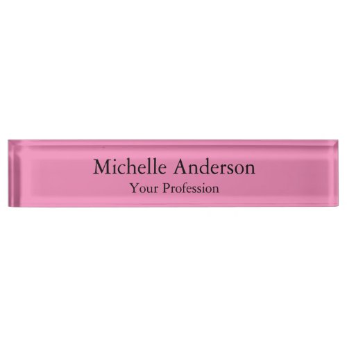 Pink Color Professional Modern Plain Desk Name Plate