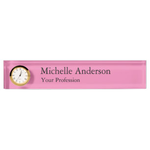 Pink Color Professional Modern Plain Desk Name Plate