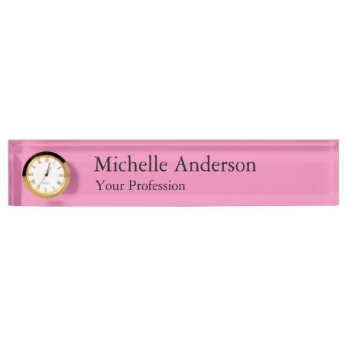 Pink Color Professional Modern Plain Desk Name Plate