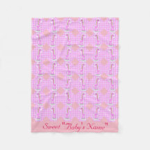Pink Color Quilt Giraffes Design Fleece Blanket