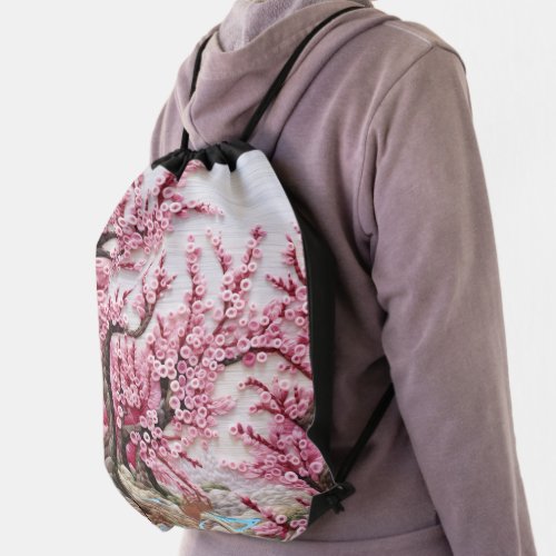 pink color Sakura backpacks drawstring bag