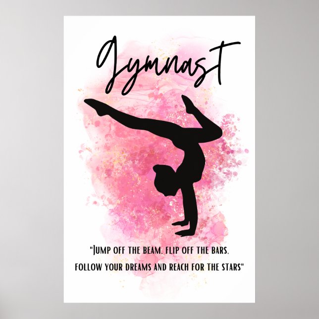 Pink Color Splash Gymnast Poster (Front)