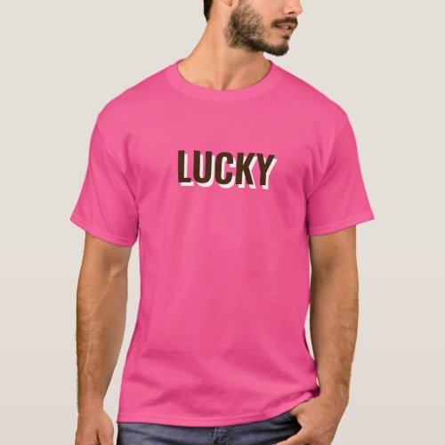 Pink color t_shirt LUCKY customizable wear