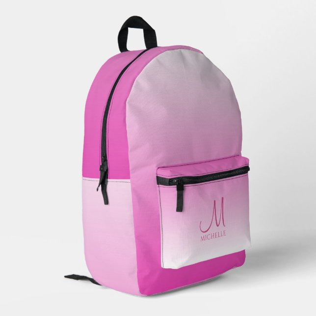 Pink Color Tones Personalized Template Girls Printed Backpack (Back Corner Left)