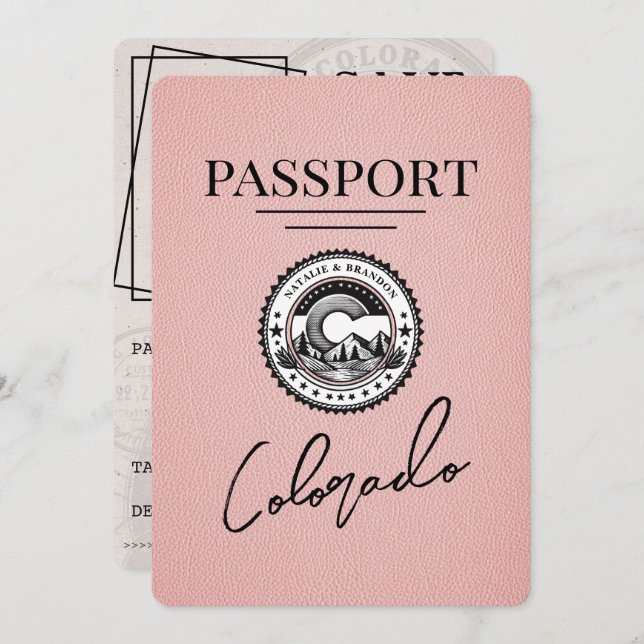 Pink Colorado Passport Save The Date (Front/Back)