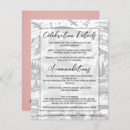 Pink Colorado Passport Wedding Enclosure Card