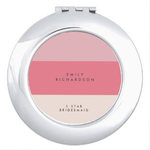 Pink Colorblock  bridesmaid  Compact Mirror