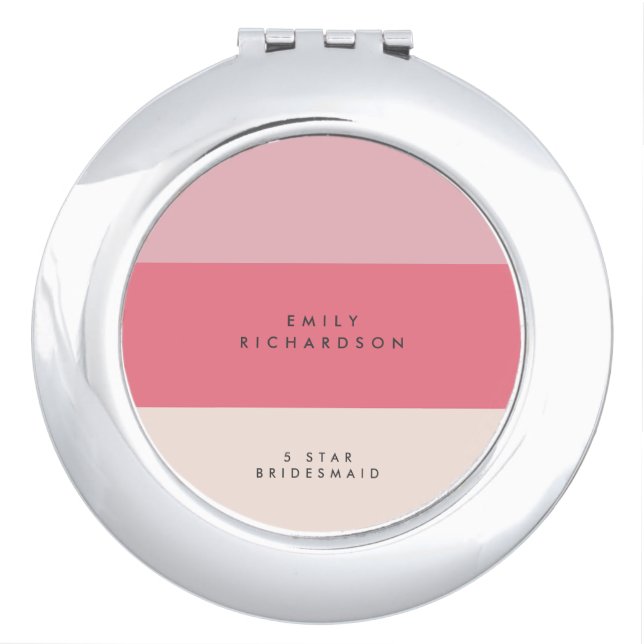 Pink Colorblock  bridesmaid  Compact Mirror (Front)