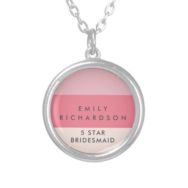 Pink Colorblock  bridesmaid  Silver Plated Necklace (Front)