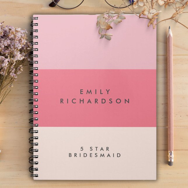 Pink Colorblock  bridesmaid Spiral Notebook (Creator Uploaded)