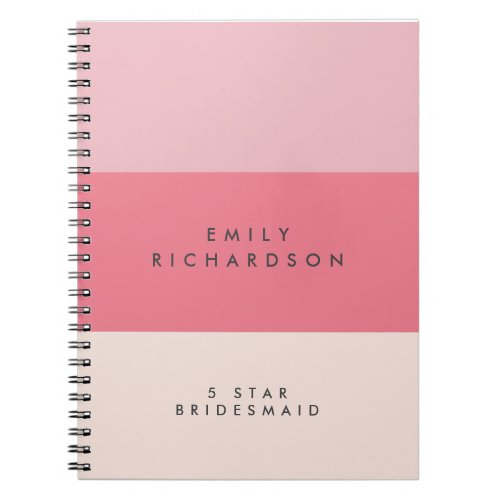 Pink Colorblock  bridesmaid Spiral Notebook