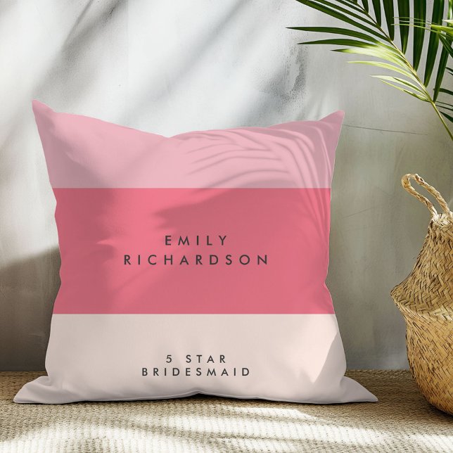Pink Colorblock  bridesmaid  Throw Pillow (Creator Uploaded)