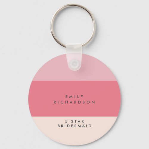 Pink Colorblock custom bridesmaid  Keychain