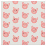 Pink Colored Fabric With Cute Pigs Faces Pattern