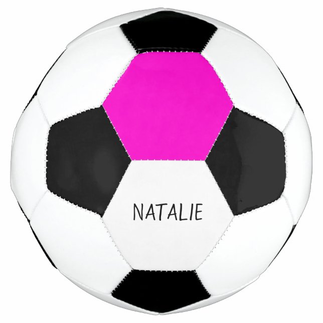 Pink Colored hexagon and Your Name Soccer Ball (Front)
