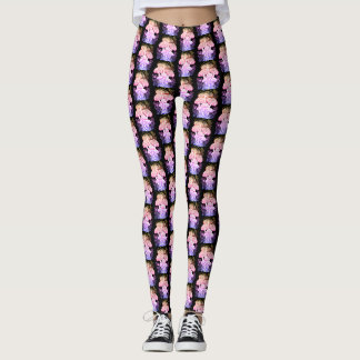 Pink Colored Mushrooms All Over Customized Modern Leggings